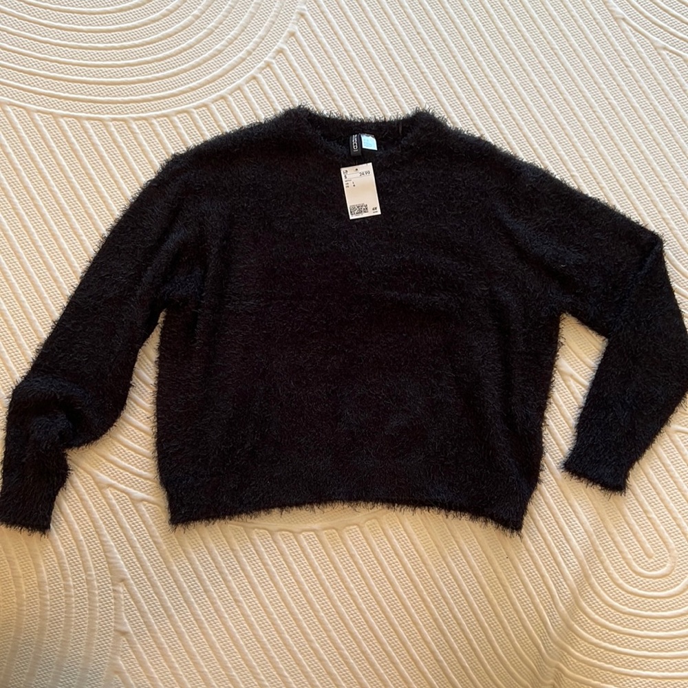 Black eyelash cropped sweater